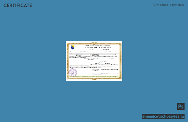 Heiratsurkunde aus Bosnien und Herzegowina – Beispielansicht (Word und PDF)